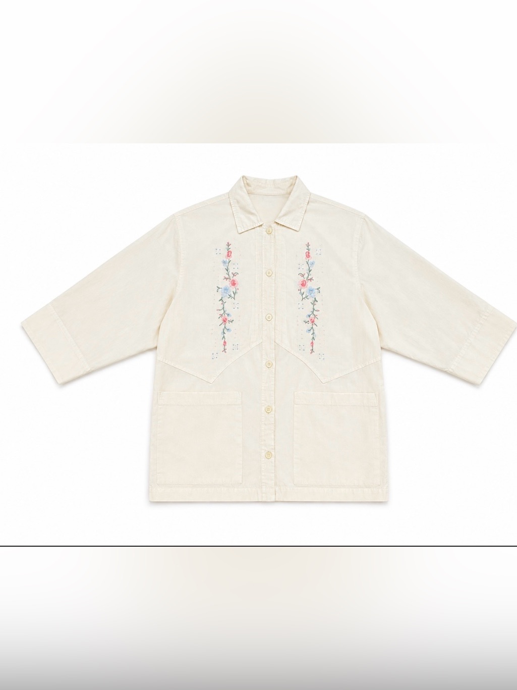 Vintage Dragon Fly Floral Embroidered Shirt Jacket Medium Usa